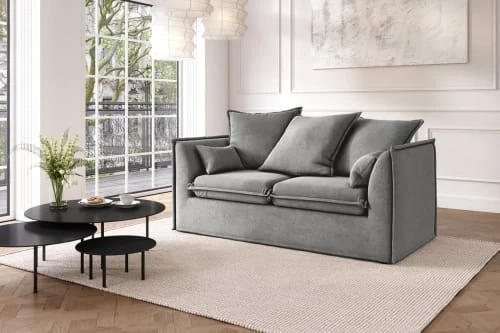 Cacharel Canapés Droits Canapé Droit En Tissu 2 Places Gris – Image 5