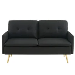 Baita Canapés Droits Canapé Droit En Tissu 2 Places Noir