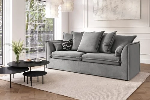 Cacharel Canapés Petits Prix Canapé Droit En Tissu 3 Places Gris – Image 5