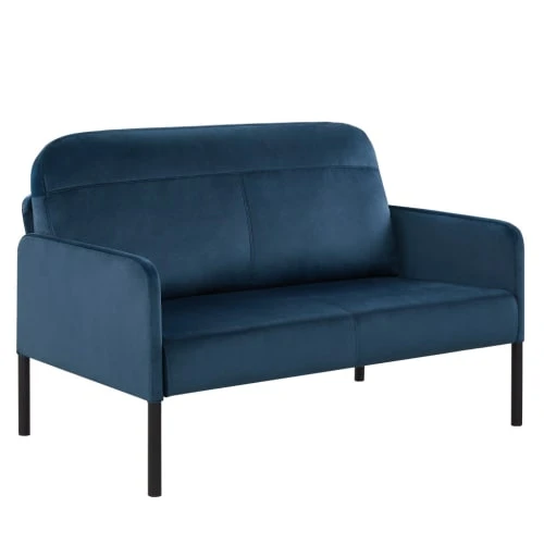 Baita Canapés Droits Canapé Droit En Velours 2 Places Bleu – Image 3