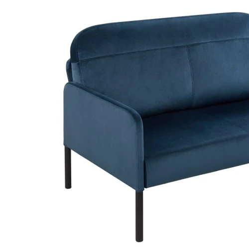 Baita Canapés Droits Canapé Droit En Velours 2 Places Bleu – Image 5