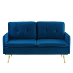 Baita Canapés Petits Prix Canapé Droit En Velours 2 Places Bleu Marine