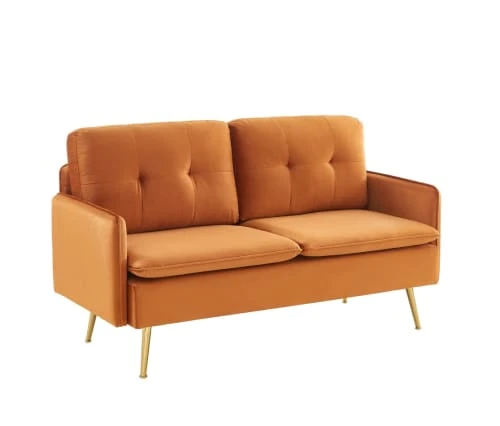 Baita Canapés Petits Prix Canapé Droit En Velours 2 Places Rouille – Image 3