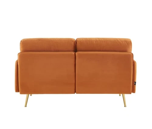 Baita Canapés Petits Prix Canapé Droit En Velours 2 Places Rouille – Image 4