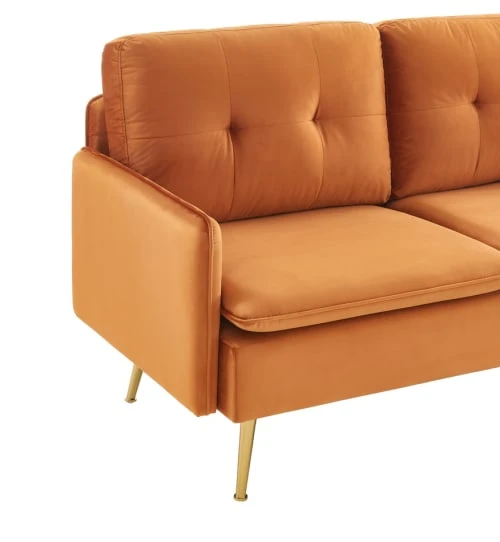 Baita Canapés Petits Prix Canapé Droit En Velours 2 Places Rouille – Image 5