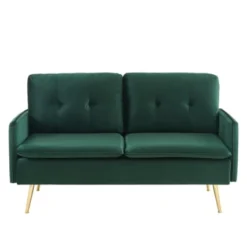 Baita Canapés Petits Prix Canapé Droit En Velours 2 Places Vert Foncé