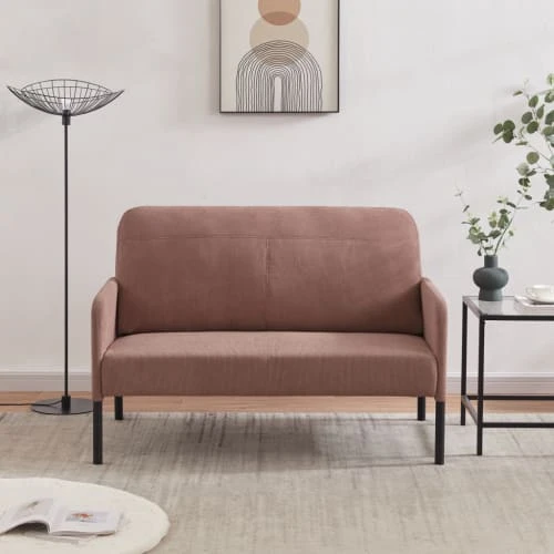 Baita Canapés Droits Canapé Droit En Velours Côtelé 2 Places Rose – Image 2