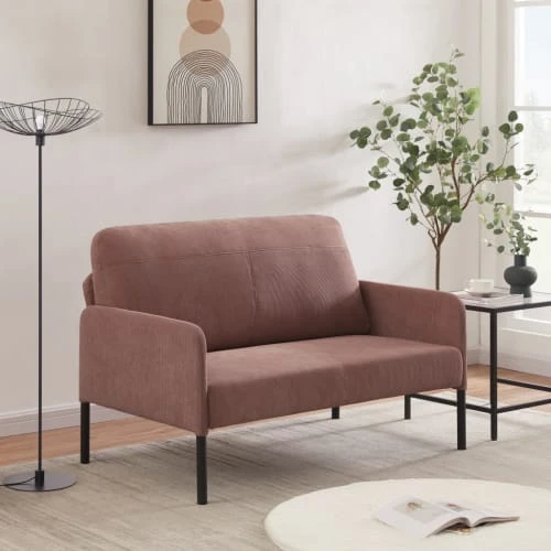 Baita Canapés Droits Canapé Droit En Velours Côtelé 2 Places Rose – Image 6