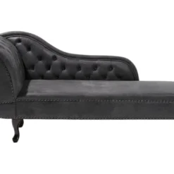 Beliani Méridiennes Chaise Longue Chesterfield Grise En Cuir PU