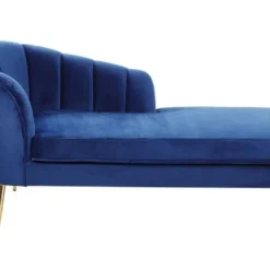 Beliani Méridiennes Chaise Longue Côté Gauche En Velours Bleu Cobalt