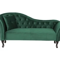 Beliani Méridiennes Chaise Longue Côté Gauche En Velours Vert Foncé