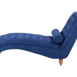Beliani Méridiennes Chaise Longue En Tissu Bleu