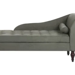 Beliani Méridiennes Chaise Longue En Tissu Gris Foncé Avec Rangement