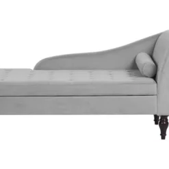 Beliani Méridiennes Chaise Longue En Velours Gris Clair Avec Rangement