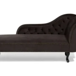 Beliani Méridiennes Chaise Longue En Velours Marron