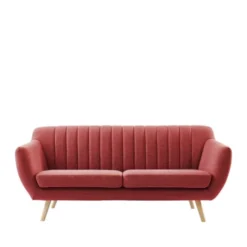Drawer Canapés Droits DOLNO - Canapé 3 Places En Tissu - Rouge Framboise