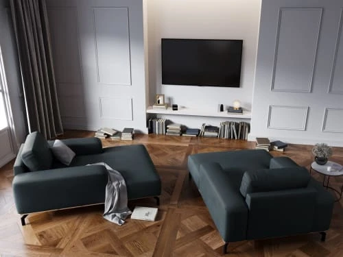 CXL By Christian Lacroix Méridiennes Méridien Cuir Cuirne 1 Place En Cuir Cuir Bleu – Image 2