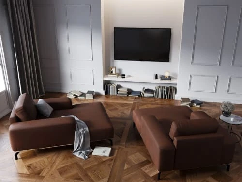 CXL By Christian Lacroix Méridiennes Méridien Cuir Cuirne 1 Place En Cuir Cuir Cognac – Image 2