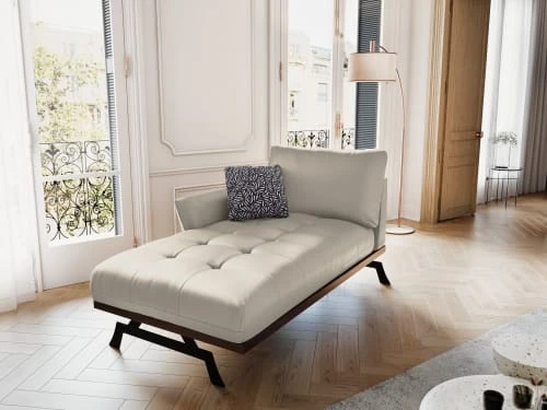 CXL By Christian Lacroix Méridiennes Méridien Cuir Cuirne 1 Place En Cuir Cuir Gris Clair – Image 2