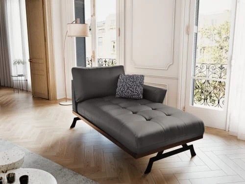 CXL By Christian Lacroix Méridiennes Méridien Cuir Cuirne 1 Place En Cuir Cuir Gris Foncé – Image 2