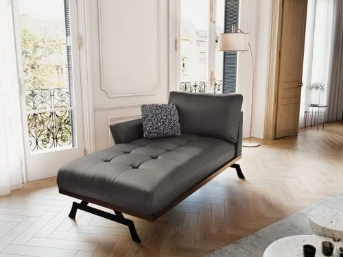 CXL By Christian Lacroix Méridiennes Méridien Cuir Cuirne 1 Place En Cuir Cuir Gris Foncé – Image 2