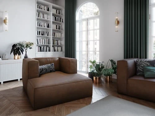 CXL By Christian Lacroix Méridiennes Méridien Cuir Cuirne 1 Place En Cuir Cuir Marron Foncé – Image 2