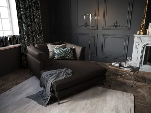 CXL By Christian Lacroix Méridiennes Méridien Cuir Cuirne 1 Place En Cuir Cuir Noir – Image 2