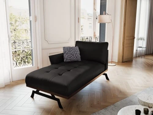 CXL By Christian Lacroix Méridiennes Méridien Cuir Cuirne 1 Place En Cuir Cuir Noir – Image 2