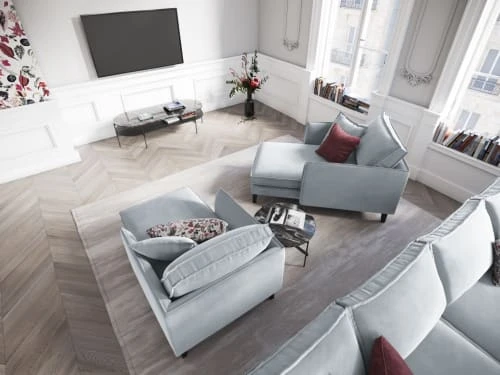 CXL By Christian Lacroix Méridiennes Méridien Veloursne 1 Place En Velours Bleu Clair – Image 2