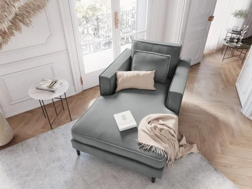 CXL By Christian Lacroix Méridiennes Méridien Veloursne 1 Place En Velours Gris Clair – Image 2