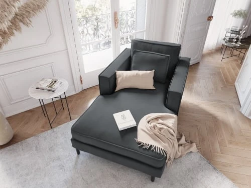 CXL By Christian Lacroix Méridiennes Méridien Veloursne 1 Place En Velours Gris Foncé – Image 2