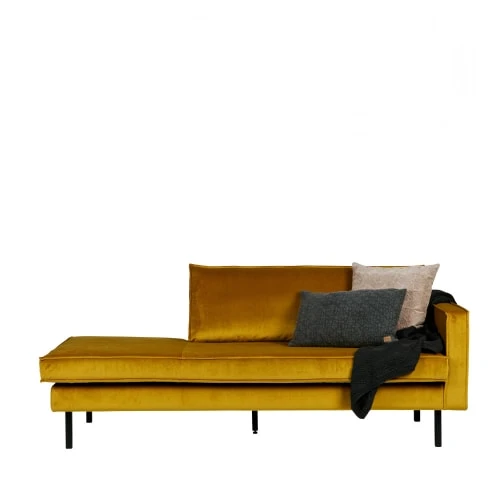 Bepurehome Méridiennes Méridienne Droite En Velours Ocre – Image 2