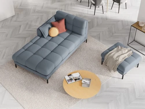 Micadoni Home Méridiennes Méridienne En Tissu Structuré Bleu Clair – Image 2