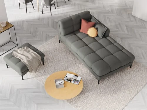 Micadoni Home Méridiennes Méridienne En Tissu Structuré Gris – Image 2