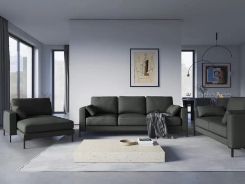 Micadoni Home Méridiennes Méridienne En Tissu Structuré Gris Foncé – Image 2