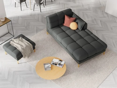 Micadoni Home Méridiennes Méridienne En Tissu Structuré Gris Foncé – Image 2