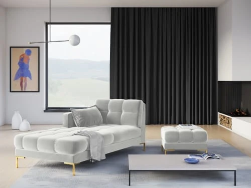 Micadoni Home Méridiennes Méridienne En Velours Argent – Image 2