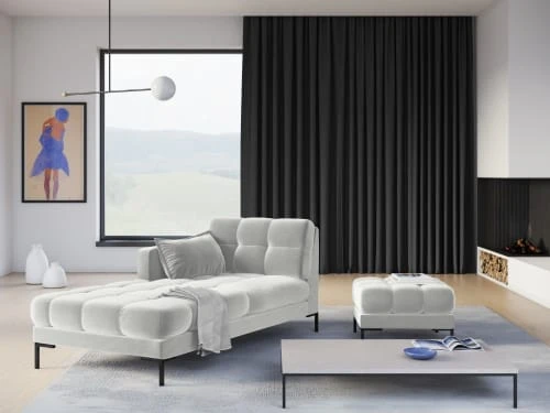 Micadoni Home Méridiennes Méridienne En Velours Argent – Image 2