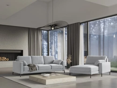 Micadoni Home Méridiennes Méridienne En Velours Argent – Image 2