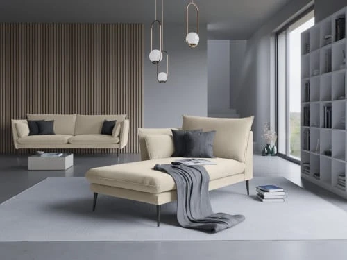 Micadoni Home Méridiennes Méridienne En Velours Beige – Image 2