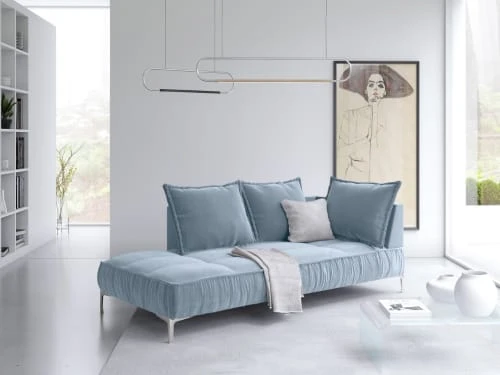 Micadoni Home Méridiennes Méridienne En Velours Bleu Clair – Image 2