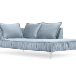 Micadoni Home Méridiennes Méridienne En Velours Bleu Clair