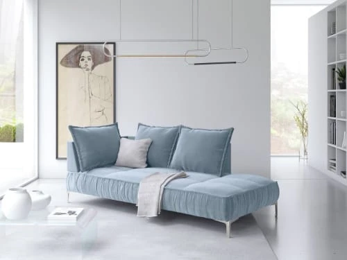 Micadoni Home Méridiennes Méridienne En Velours Bleu Clair – Image 2