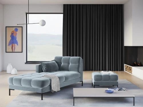 Micadoni Home Méridiennes Méridienne En Velours Bleu Clair – Image 2