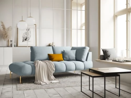 Micadoni Home Méridiennes Méridienne En Velours Bleu Clair – Image 2