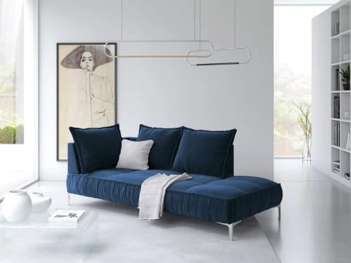 Micadoni Home Méridiennes Méridienne En Velours Bleu Roi – Image 2