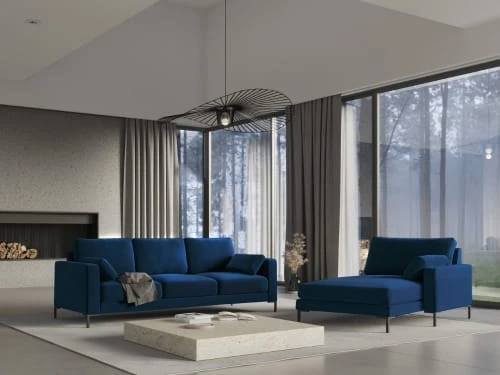 Micadoni Home Méridiennes Méridienne En Velours Bleu Roi – Image 2