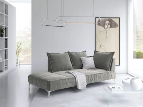 Micadoni Home Méridiennes Méridienne En Velours Gris Clair – Image 2