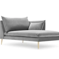 Micadoni Home Méridiennes Méridienne En Velours Gris Clair