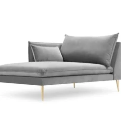 Micadoni Home Méridiennes Méridienne En Velours Gris Clair